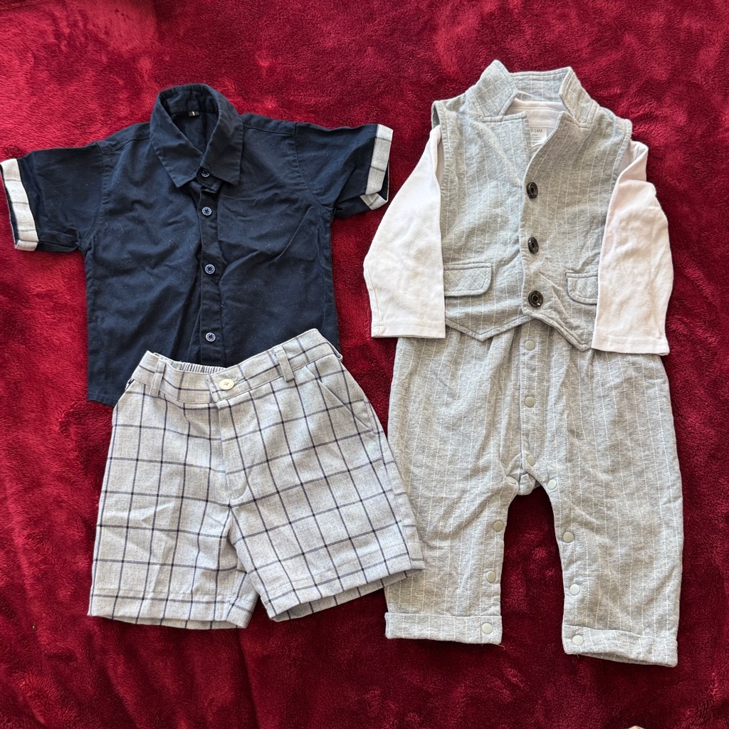 Stylish Baby Outfit Set - Navy And Gray